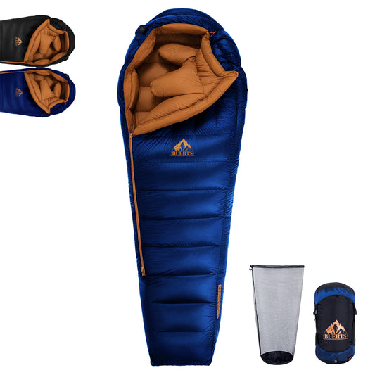 BUERTS Down Backpacking Sleeping Bag for Cold Weather 32°F to 10°F, XXL Large Ultralight Sleeping Bag Ideal for Adults Camping, Hiking and Backpacking.(A750)