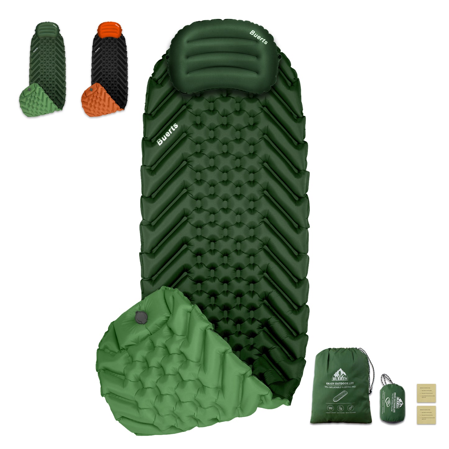Camping Sleeping mat and Inflatable Pillow - Set, Portable, Ultra-Light, Thickened, Quick to inflate in 30s, can be Spliced. Suitable for Backpacking, Hiking, Camping and Other Scenes(BPDM01)