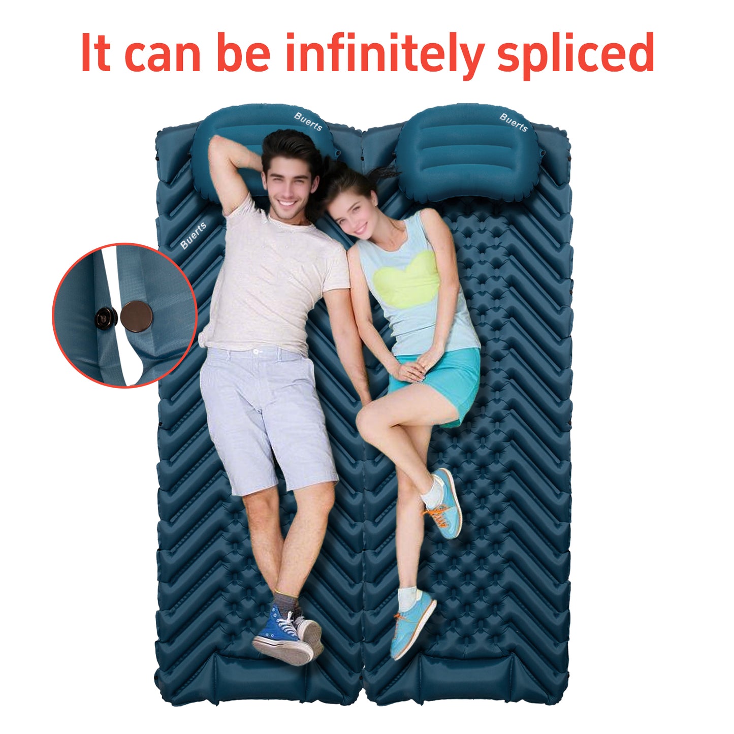 Camping Sleeping mat and Inflatable Pillow - Set, Portable, Ultra-Light, Thickened, Quick to inflate in 30s, can be Spliced. Suitable for Backpacking, Hiking, Camping and Other Scenes(BPDE02)