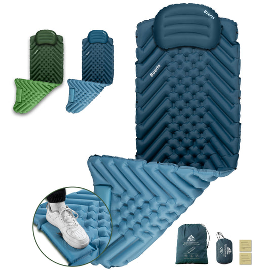 Camping Sleeping mat and Inflatable Pillow - Set, Portable, Ultra-Light, Thickened, Quick to inflate in 30s, can be Spliced. Suitable for Backpacking, Hiking, Camping and Other Scenes(BPDE02)
