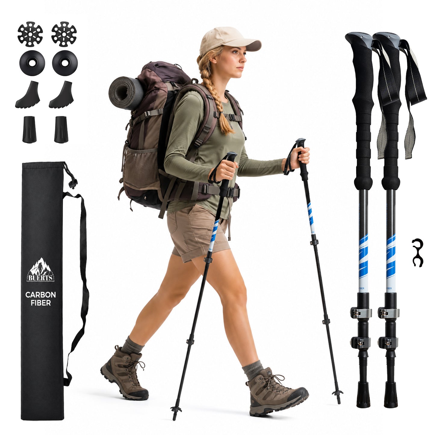 BUERTS Collapsible Trekking Poles for Hiking and Backpacking