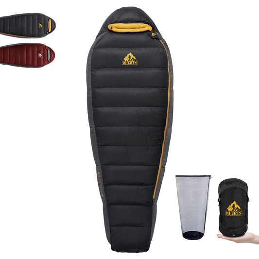 Down Sleeping Bag for Adults Cold Weather Ultralight & Compact 680FP Backpacking Sleeping Bag for Camping, Hiking, Mountaineering（D1400)
