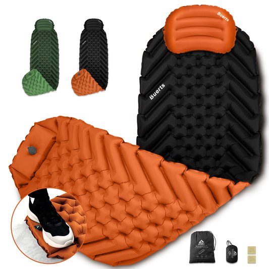 Camping Sleeping mat and Inflatable Pillow - Set, Portable, Ultra-Light, Thickened, Quick to inflate in 30s, can be Spliced. Suitable for Backpacking, Hiking, Camping and Other Scenes(BPDM01)