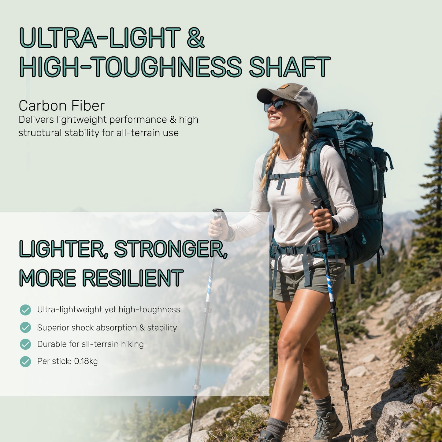 BUERTS Collapsible Trekking Poles for Hiking and Backpacking
