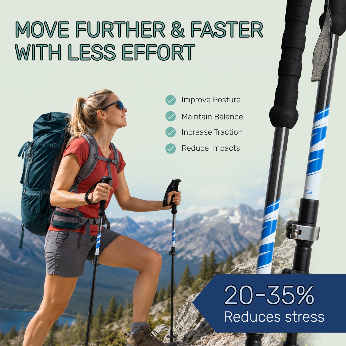 BUERTS Collapsible Trekking Poles for Hiking and Backpacking