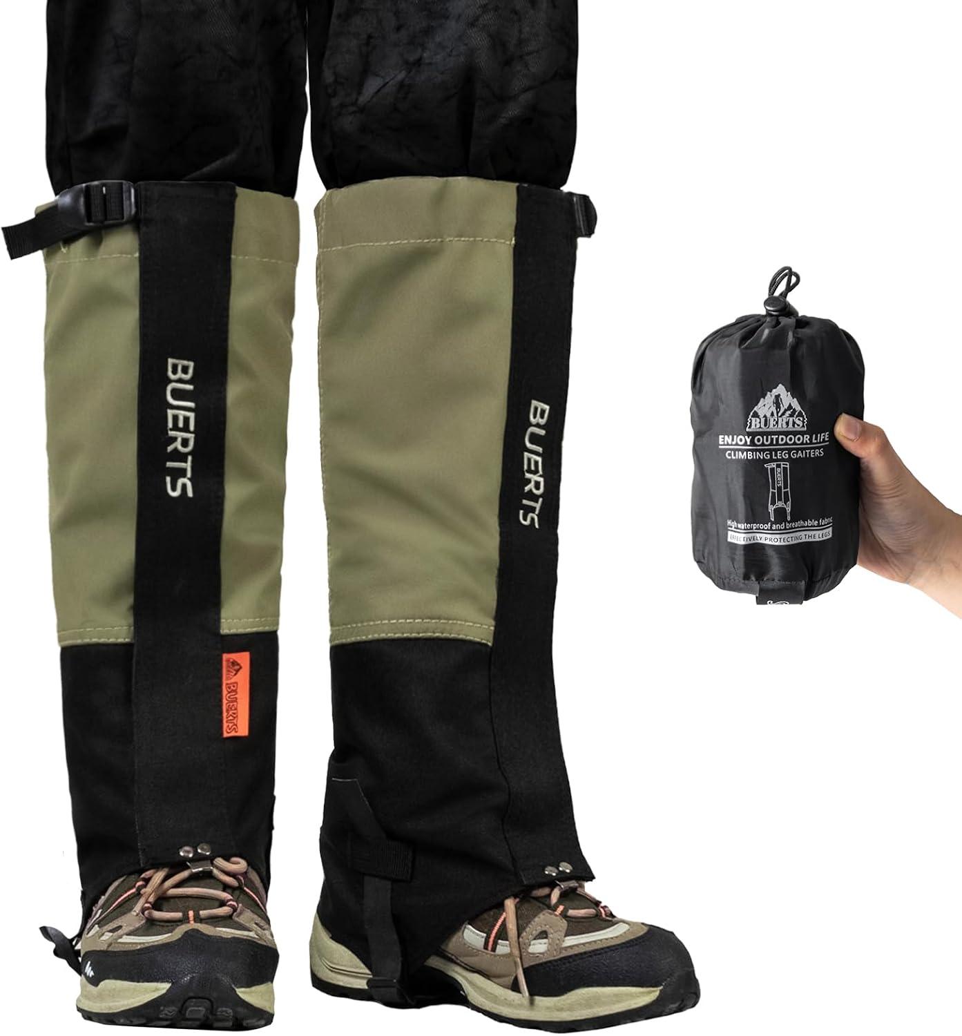 BUERTS Waterproof Hiking Gaiters for Snow and Mountaineering