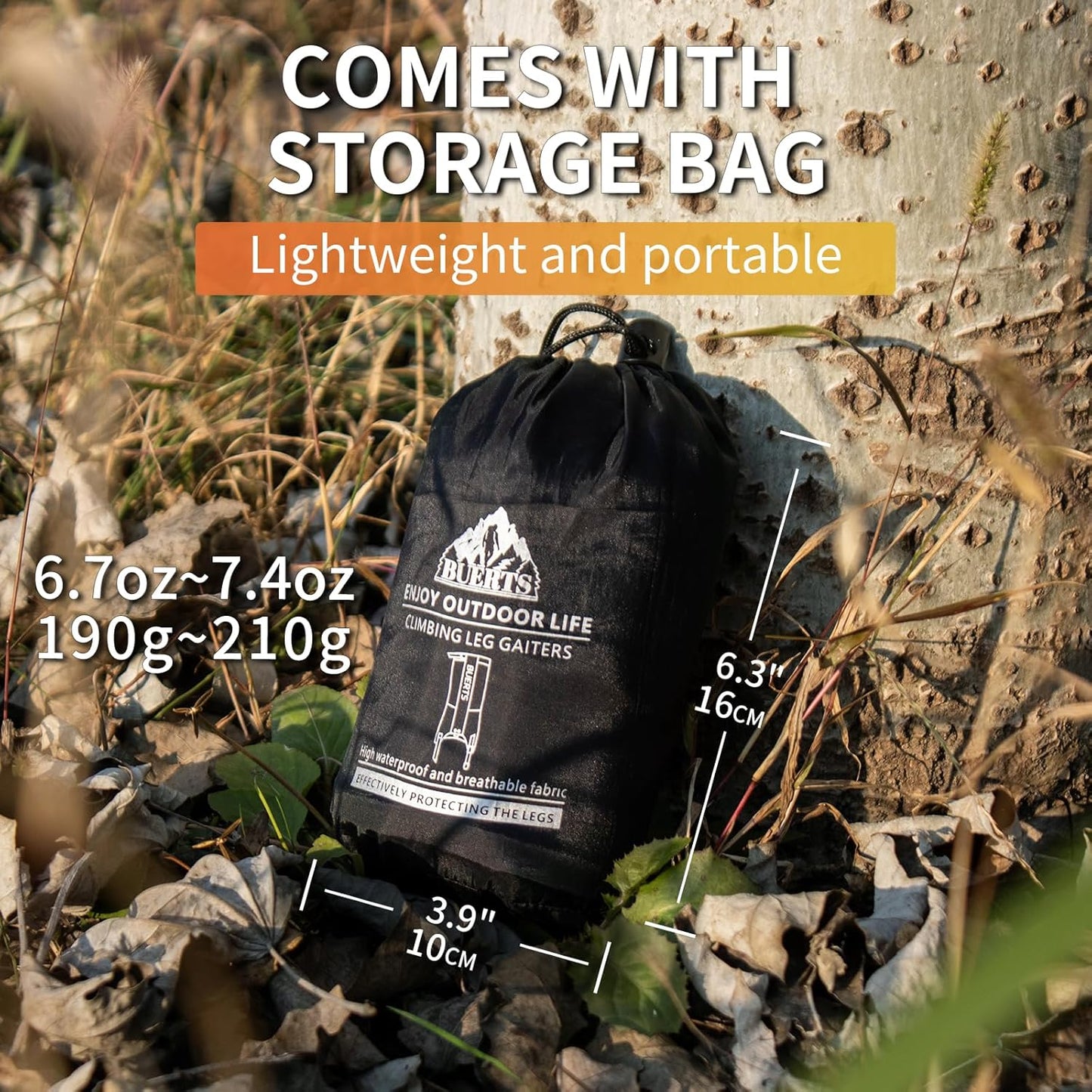 BUERTS Waterproof Hiking Gaiters for Snow and Mountaineering