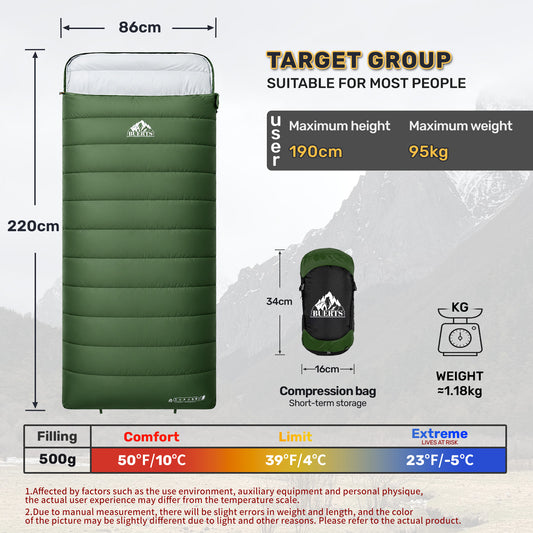 BUERTS 620FP Lightweight Down Sleeping Bag for Backpacking