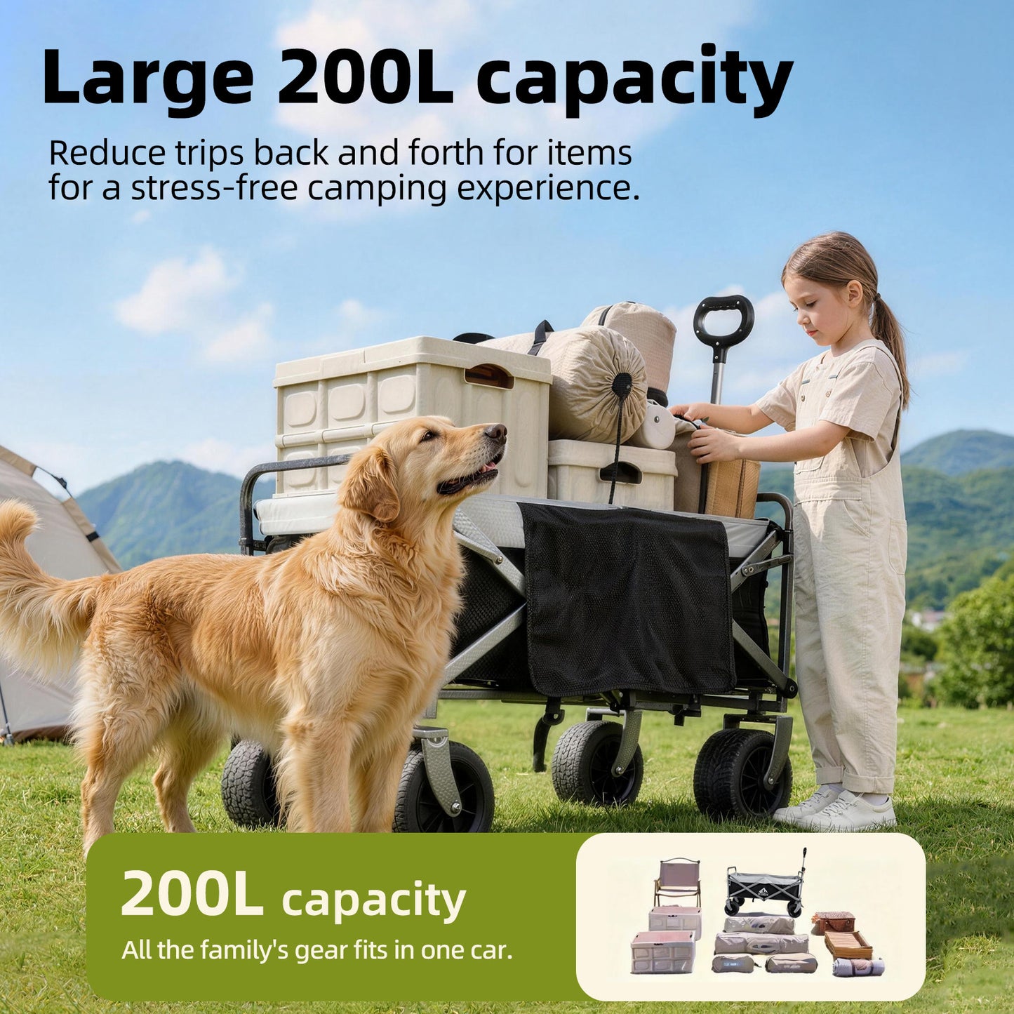 BUERTS Heavy Duty Folding Wagon Cart for Outdoor Gear